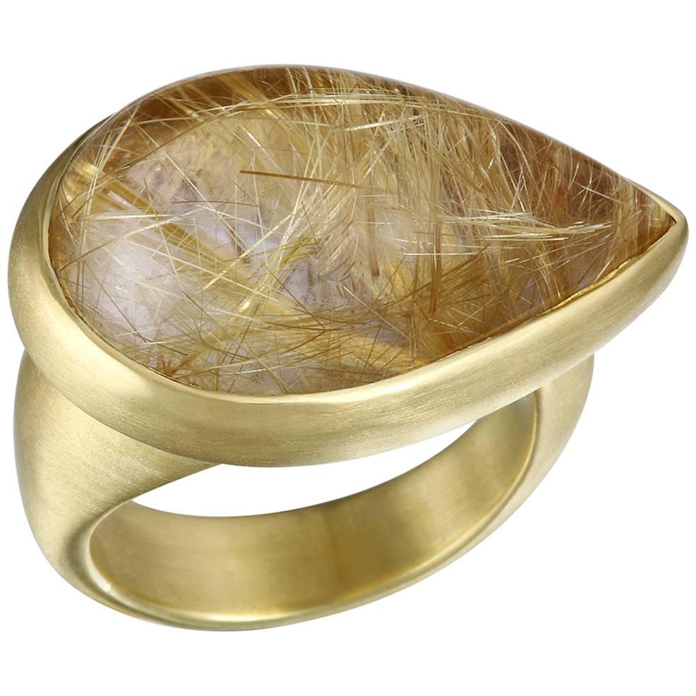 Faye Kim Rutilated Quartz Cabochon Gold Ring