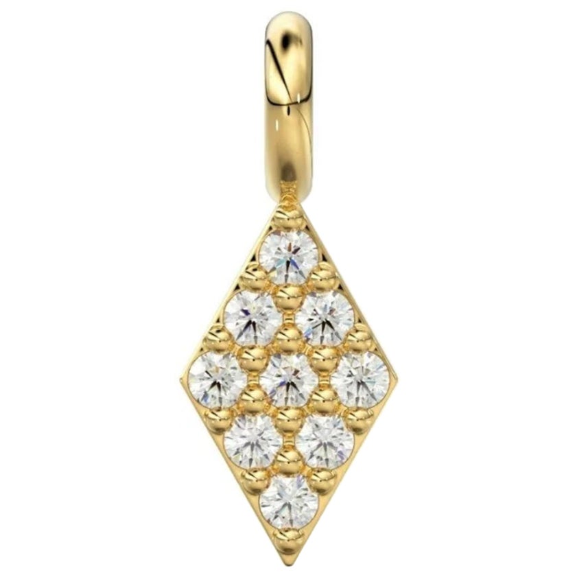 Diamond Pave Setting Charm Pendant 14K Solid Gold Jewelry Supplies diamond charm