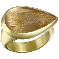 Faye Kim Pear Shape Rutilated Quartz Gold Ring