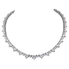 Alexander Beverly Hills Collier tennis 18 carats avec diamants en forme de cœur 50,66 carats certifiés GIA
