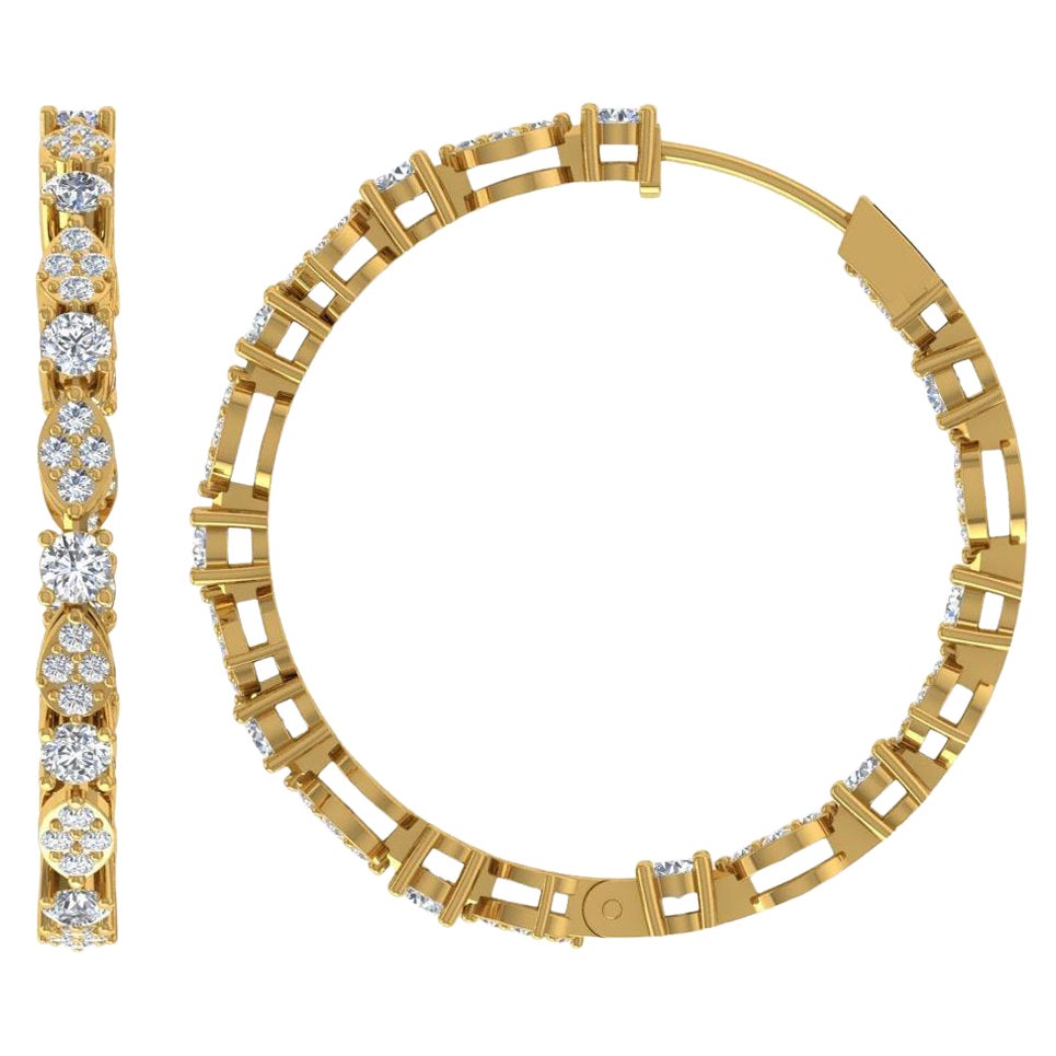 2.4 Karat SI/H Ohrringe aus 14 Karat Gelbgold mit rundenen Diamanten im Brillantschliff