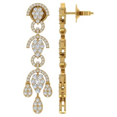 Pendientes de diamantes talla brillante redonda SI/H de 2,3 quilates Joyas de oro amarillo de 14 quilates