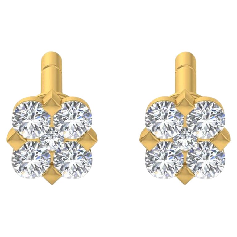 1/4 Carat SI/H Round Brilliant Cut Diamond Stud Earrings 14 Karat Yellow Gold
