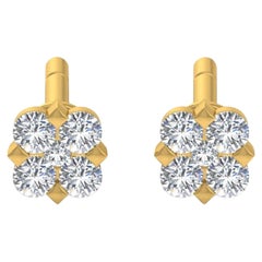 Pendientes de 1/4 quilate SI/H de diamante redondo talla brillante Oro amarillo de 14 quilates