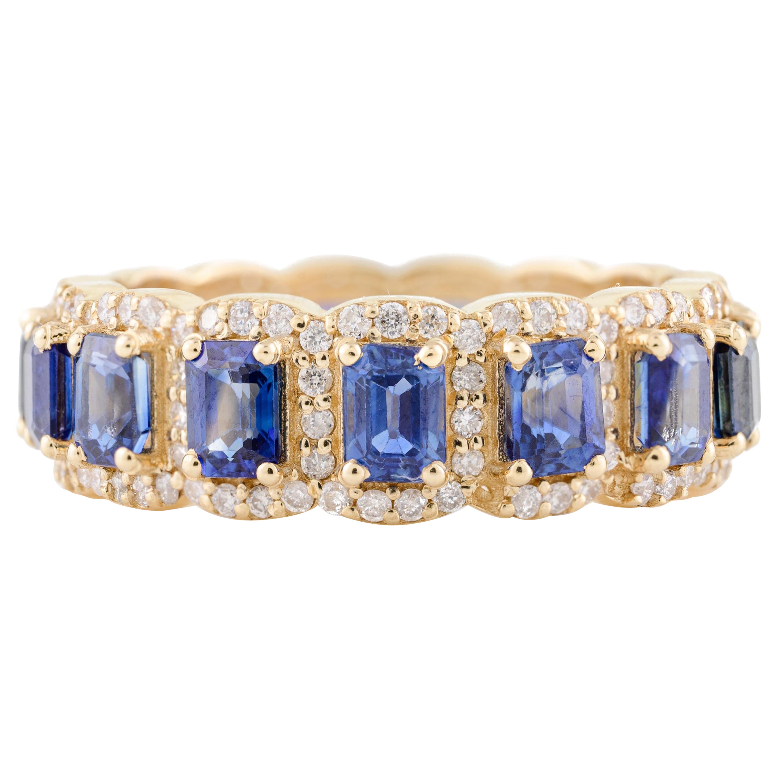 Im Angebot: Regaler blauer Saphir-Diamant-Verlobungsring aus 18 Karat Gelbgold Mom Gift ()