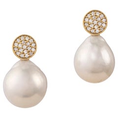 Pendientes de Diamantes de 0,20cts con Perlas Barrocas, Oro de 18K