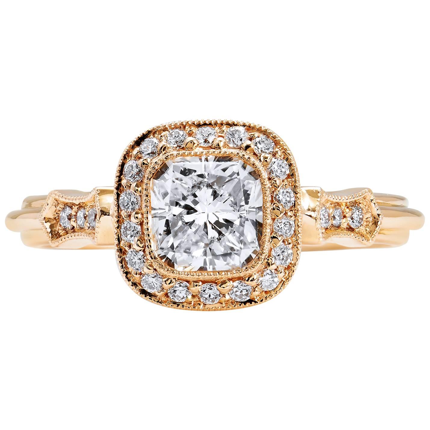 GIA Certified 1.03 Carat Radiant Cut Diamond Two-Tone Gold Engagement Ring