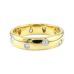 TIFFANY & Co. Etoile 18K Gold Diamond 4mm Band Ring 4.5