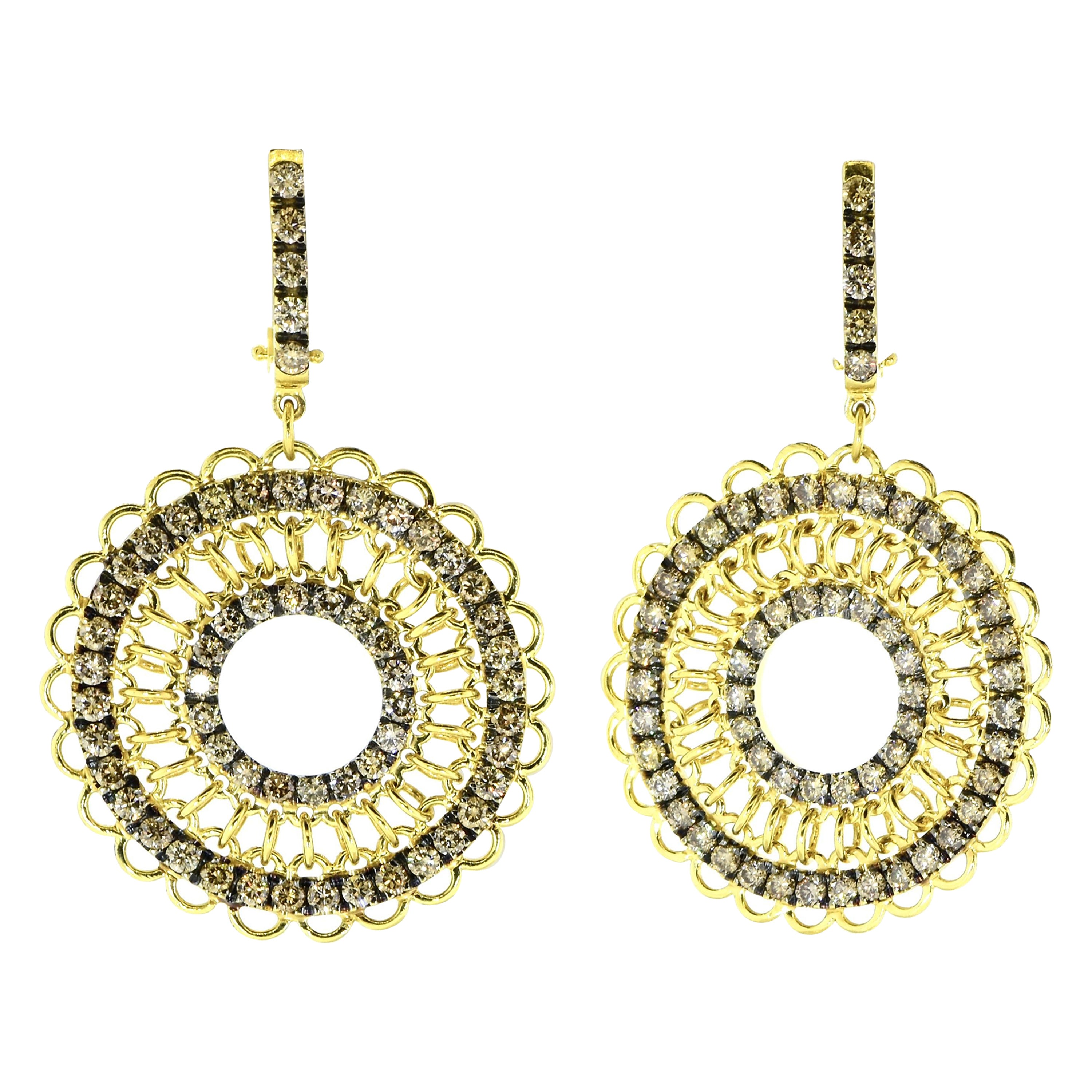Garavelli Rinascimento 18K Yellow and White Gold Diamond Earrings For Sale