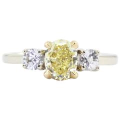 GIA 1.01 Fancy Intense Yellow Cut Diamond Engagement Ring 8