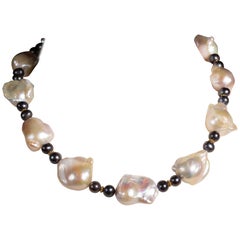 Baroque Pearl, 22K Gold and Black Tahitian Pearl Beaded Necklace