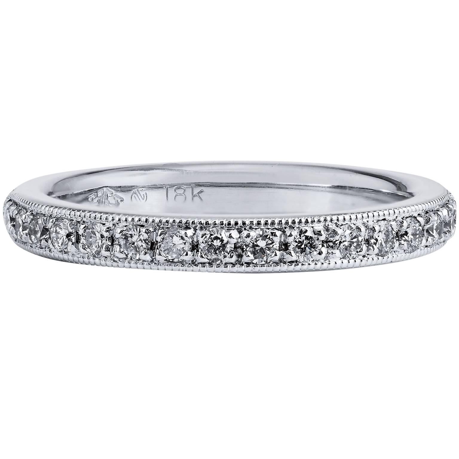 0.24 Carat Diamond 18 Karat White Gold Band Ring