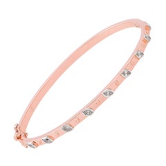 Natural SI Clarity HI Color Marquise Diamond Bangle Bracelet 14 Karat Rose Gold