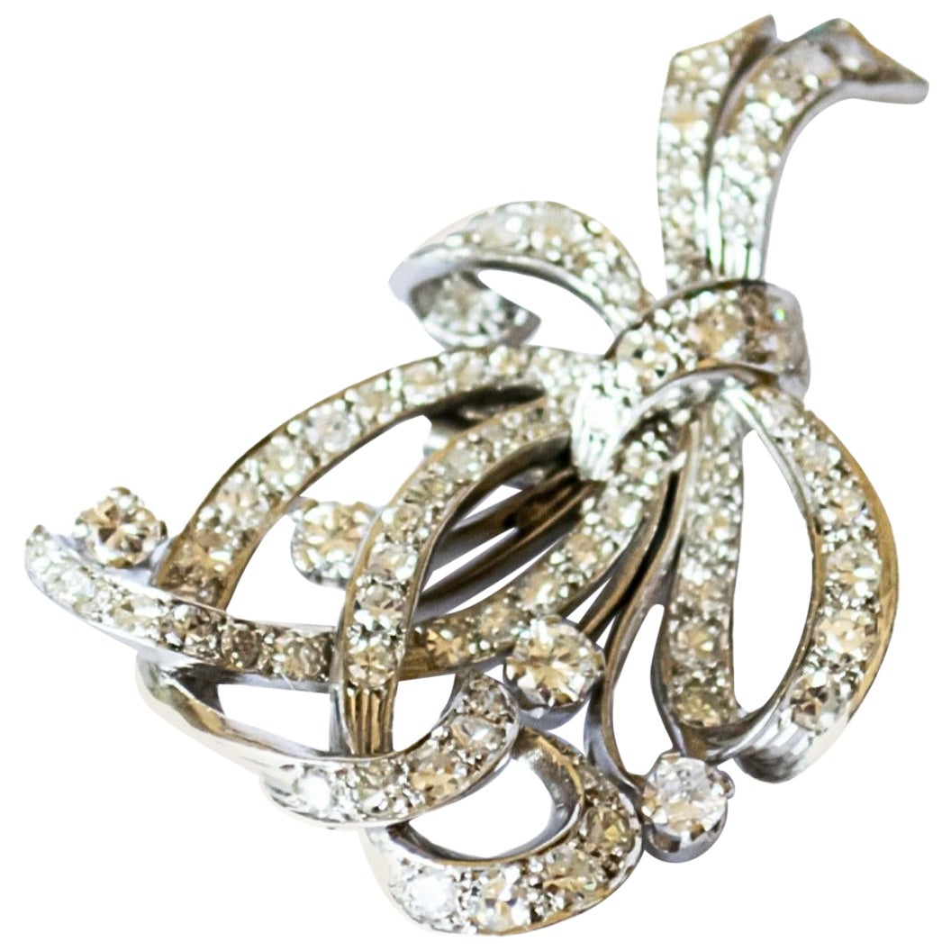 4.36 carat  Diamond  Platinum Set Brooch For Sale