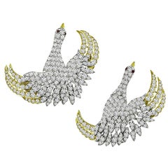 20.00ct Diamond Gold Swan Pin Set