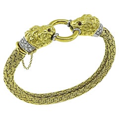 0.50ct Diamond Gold Lion's Head Bracelet