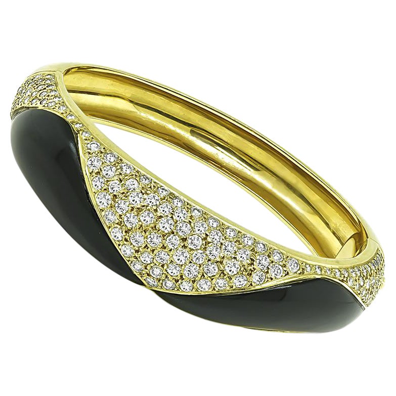 6.00ct Diamond Onyx Gold Bangle