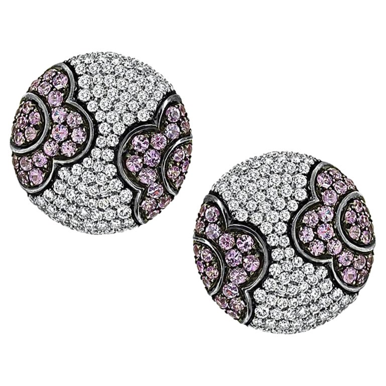 4.00ct Diamond 4.00ct Pink Sapphire Earrings