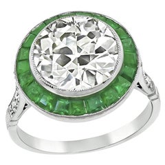 4.22ct Diamond Emerald Halo Engagement Ring