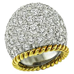 Anillo vintage de oro amarillo y blanco con 10,00 ct de diamantes