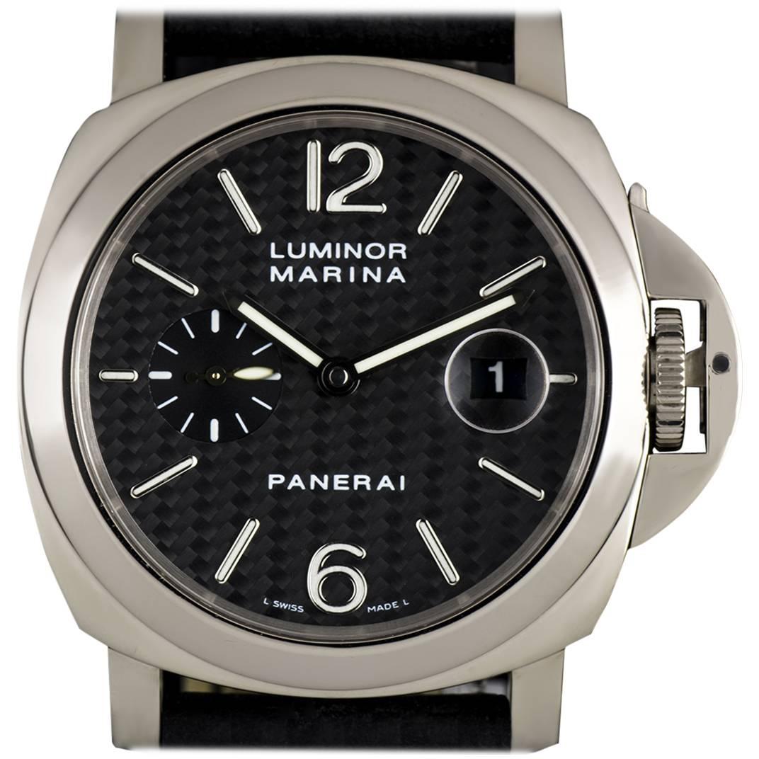 Panerai White Gold Carbon Fibre Dial Luminor Marina automatic Wristwatch 2008