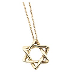 Tiffany & Co. Elsa Peretti 18K Gold 12mm Small Star of David Pendant Necklace