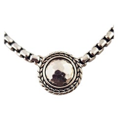 JAi John Hardy Sterling Silver Hammered Circle Pendant Necklace #19068