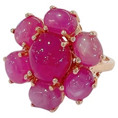 Bochic “Flamenco” Ruby & Star Ruby Large Cocktail Ring 18K Gold & Silver