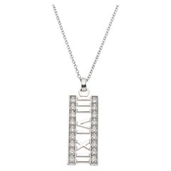 TIFFANY & Co. Atlas 18K White Gold Diamond Open Bar Pendant Necklace