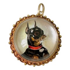 Miniature Pinscher Chihuahua Terrier Dog Pendant Essex Crystal 18 Karat Gold