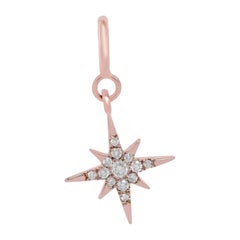 Genuine Diamond Sparkling Star Charm 14k Solid Gold Diamond Charms Pendant Gift.