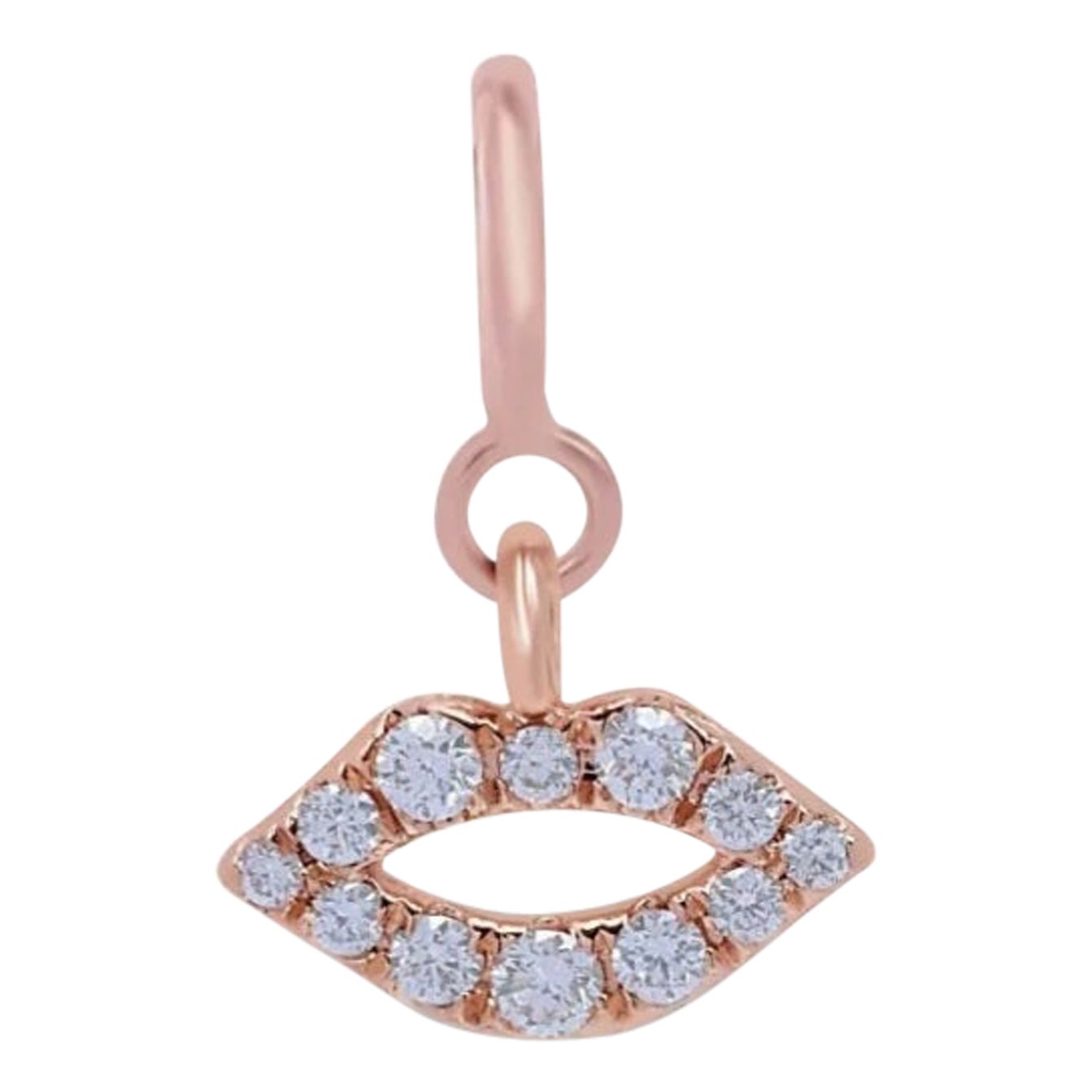 Genuine Diamond Lip Pendant 14k Solid Gold Natural Diamond Kids Jewelry Charms.