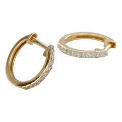 Genuino Diamante Huggie Pendiente Aro 14k Oro Macizo Trabajo desgaste Joyería de Oro Regalo.