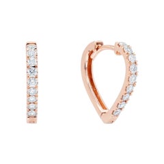 Echtes Diamant Herz Hoop Earring 14k Solid Gold Liebhaber Ohrring Paar Geschenk