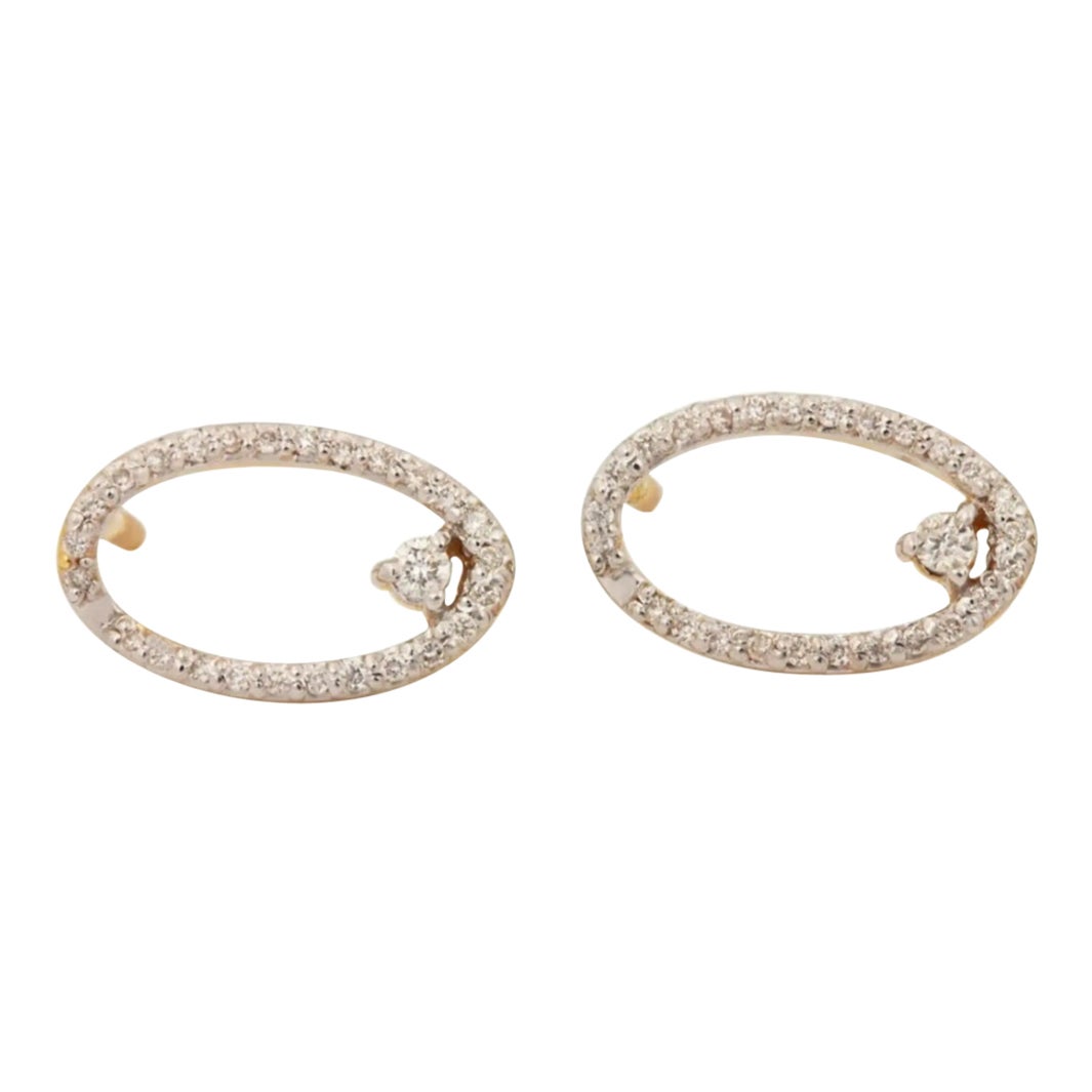 Genuine Certified Diamond Pear Shape Designer 14k Gold Stud Earring For Womens. For Sale