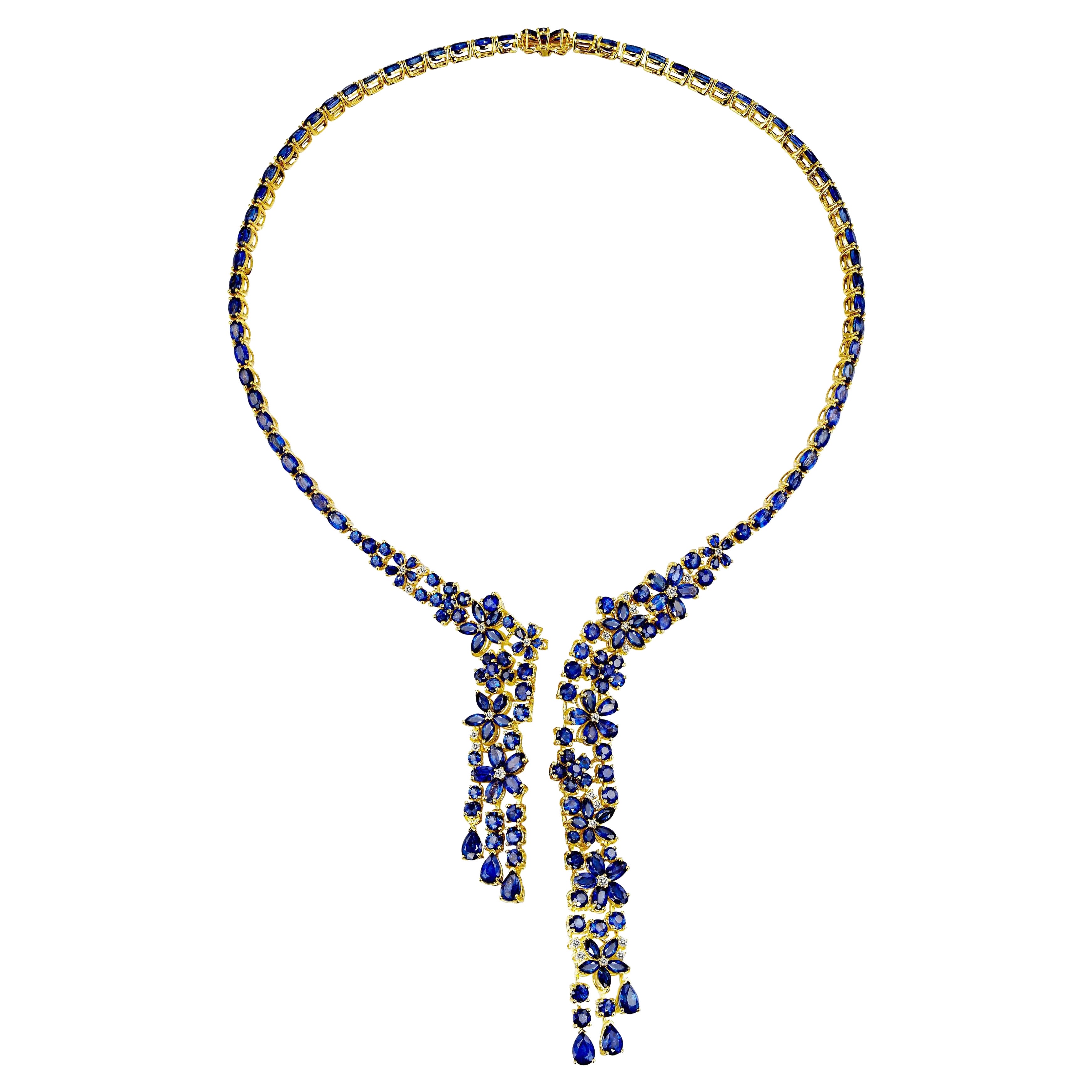 Nina Zhou Galaxy Sapphire Diamond Statement Necklace in 18k Gold