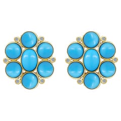 Nina Zhou Celestial Turquoise Diamond Cluster Earrings