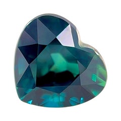Zaffiro blu verde intenso non trattato Nature 1,07ct Gia Certified Heart Cut Gem