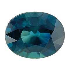 GIA Certificato 1.11ct Zaffiro Naturale Blu Vivo Verde Non Trattato 6.7x5.2mm Se