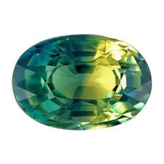Zaffiro australiano di colore parziale certificato GIA 0,86ct Giallo Verde Blu Taglio Ovale