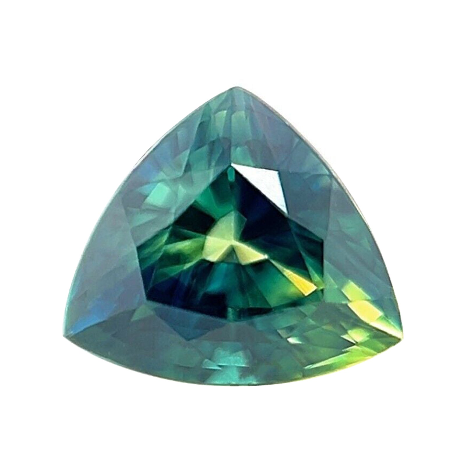 Saphir d'Australie bleu vert non traité certifié Gia, taille triangle 0,85 carat