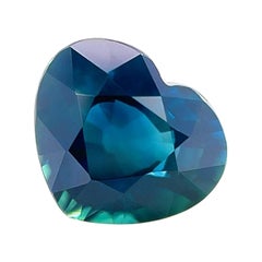 Zaffiro taglio cuore Nature 1,36ct Gra certificato Blu profondo Teal non trattato Se