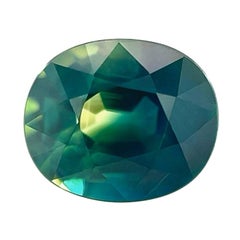 Unico 1,63ct Zaffiro Naturale Blu Verde Parti Colour Taglio Ovale Raro 7,2x6mm VS