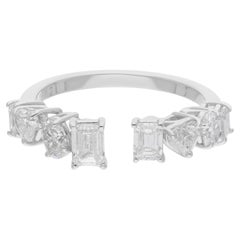 Anillo puño diamante talla multibrillante SI/H natural 1,49 quilates Oro blanco 14k