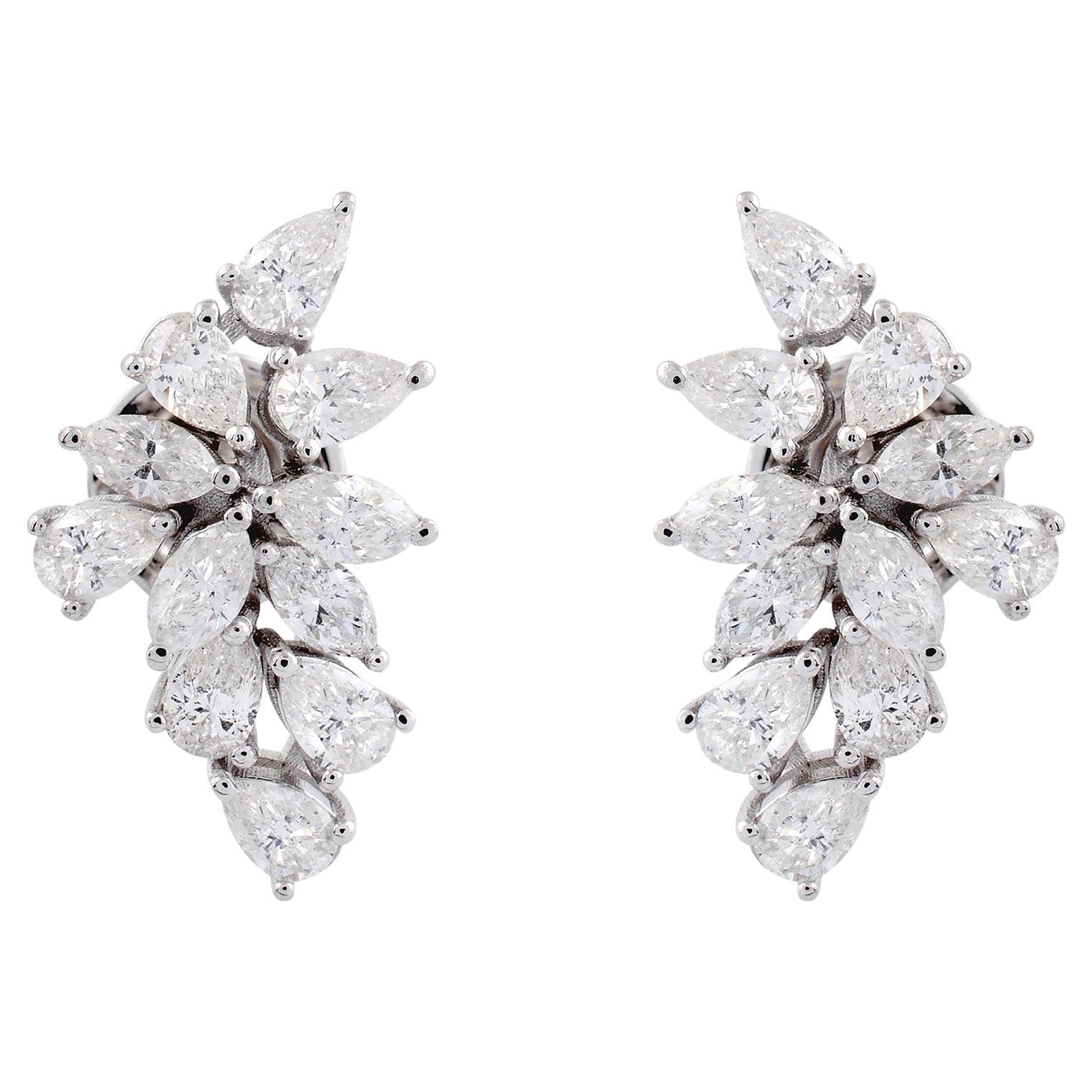 Real 2 Karat SI Reinheit HI Farbe Marquise Diamant-Ohrringe 14 Karat Weißgold