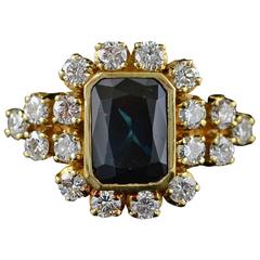 4.00 Carat Sapphire Diamond Gold Ring 12