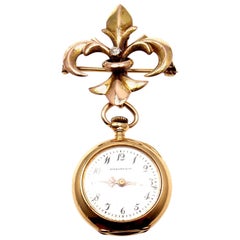 Vintage  Tiffany & Co Patek Philippe Diamond Yellow Gold Lapel Manual Wind Pocket Watch