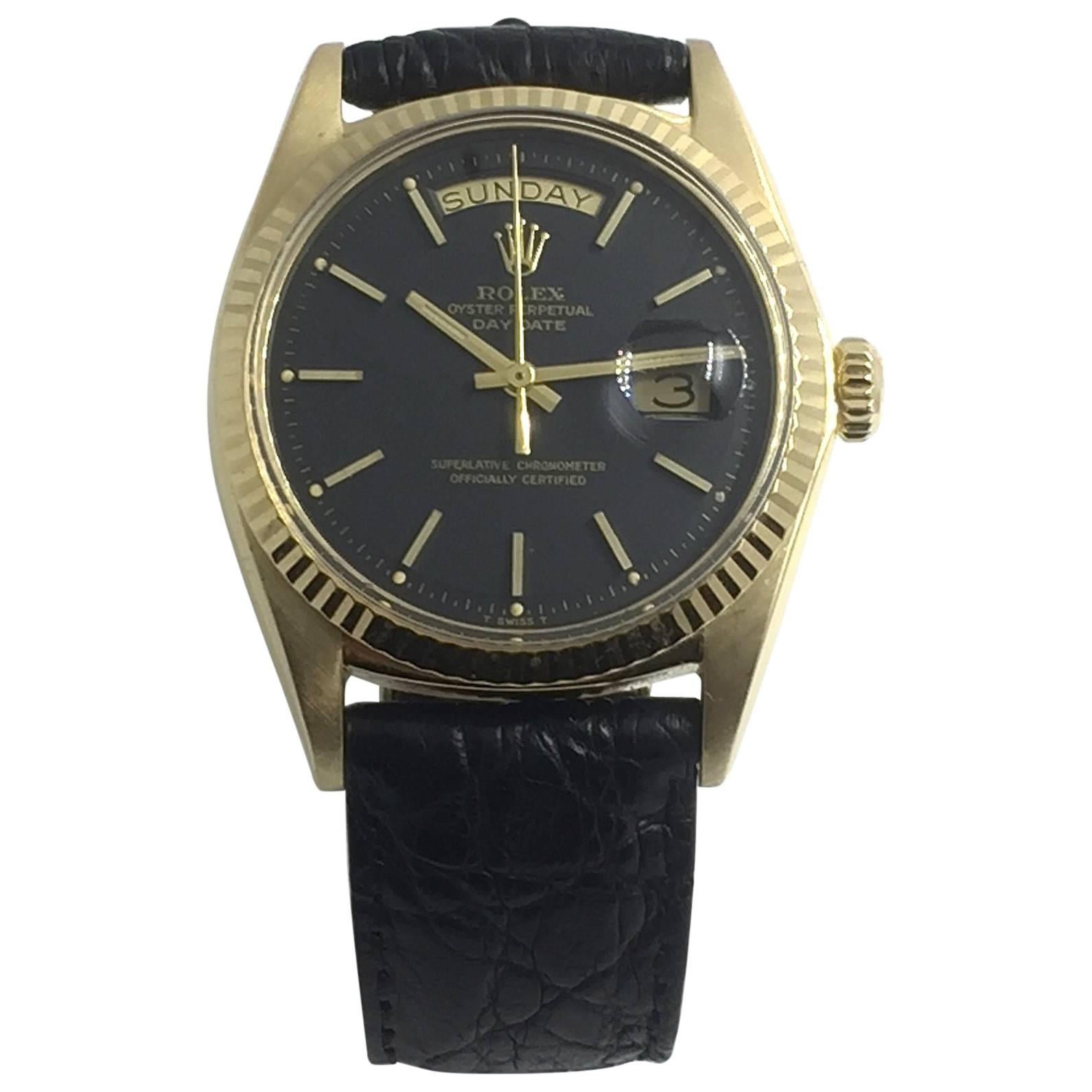Rolex Yellow Gold Oyster Perpetual Day-Date Automatic Wristwatch 