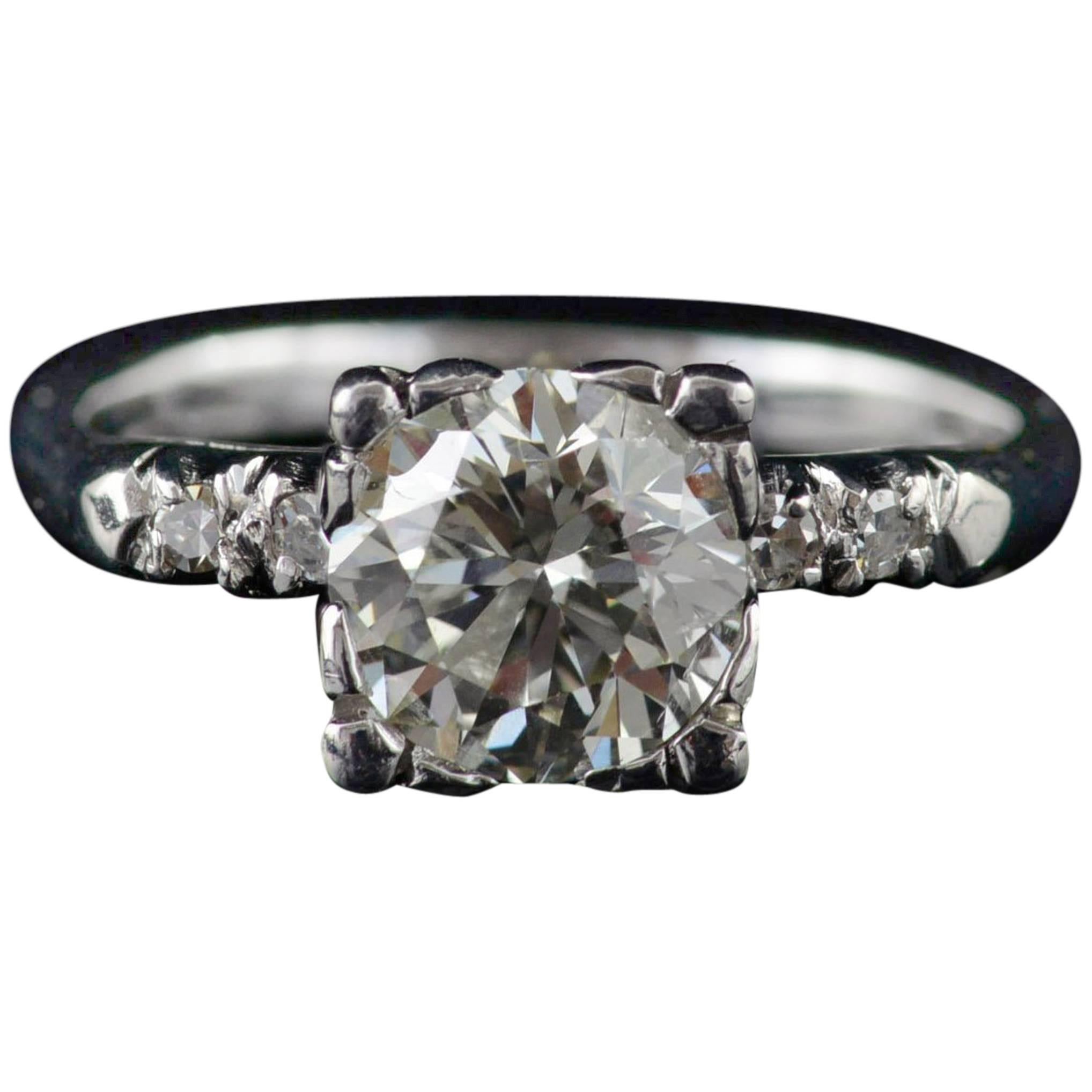 1940s 1.58 Carat EGL Certified Diamond Engagement Ring For Sale