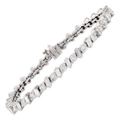 Modernes modernes 7,5 Karat Gesamtgewicht Diamant-Tennisarmband aus 14K Weißgold